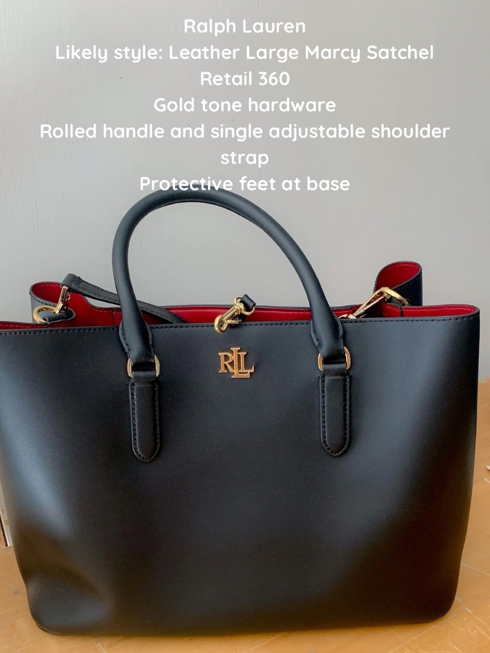 Ralph Lauren Black and Red Leather Satchel